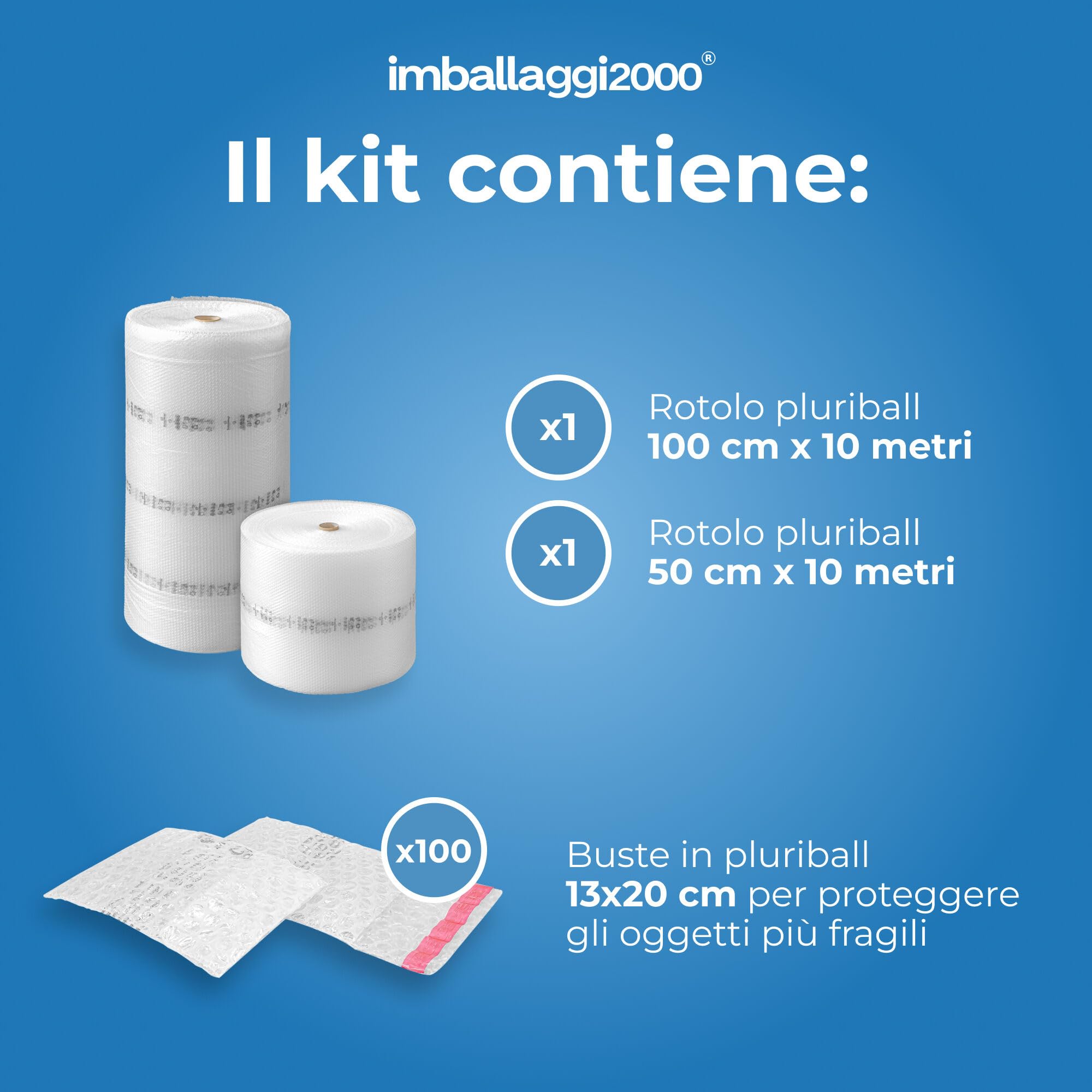 IMBALLAGGI 2000 - Kit Trasloco Appartamento 90mq - Scatoloni, Scatole Porta Abiti, Nastri da Imballo, Fogli Carta, Rotoli Pluriball, Sacco Materasso Matrimoniale e Singolo, Buste Porta Abiti