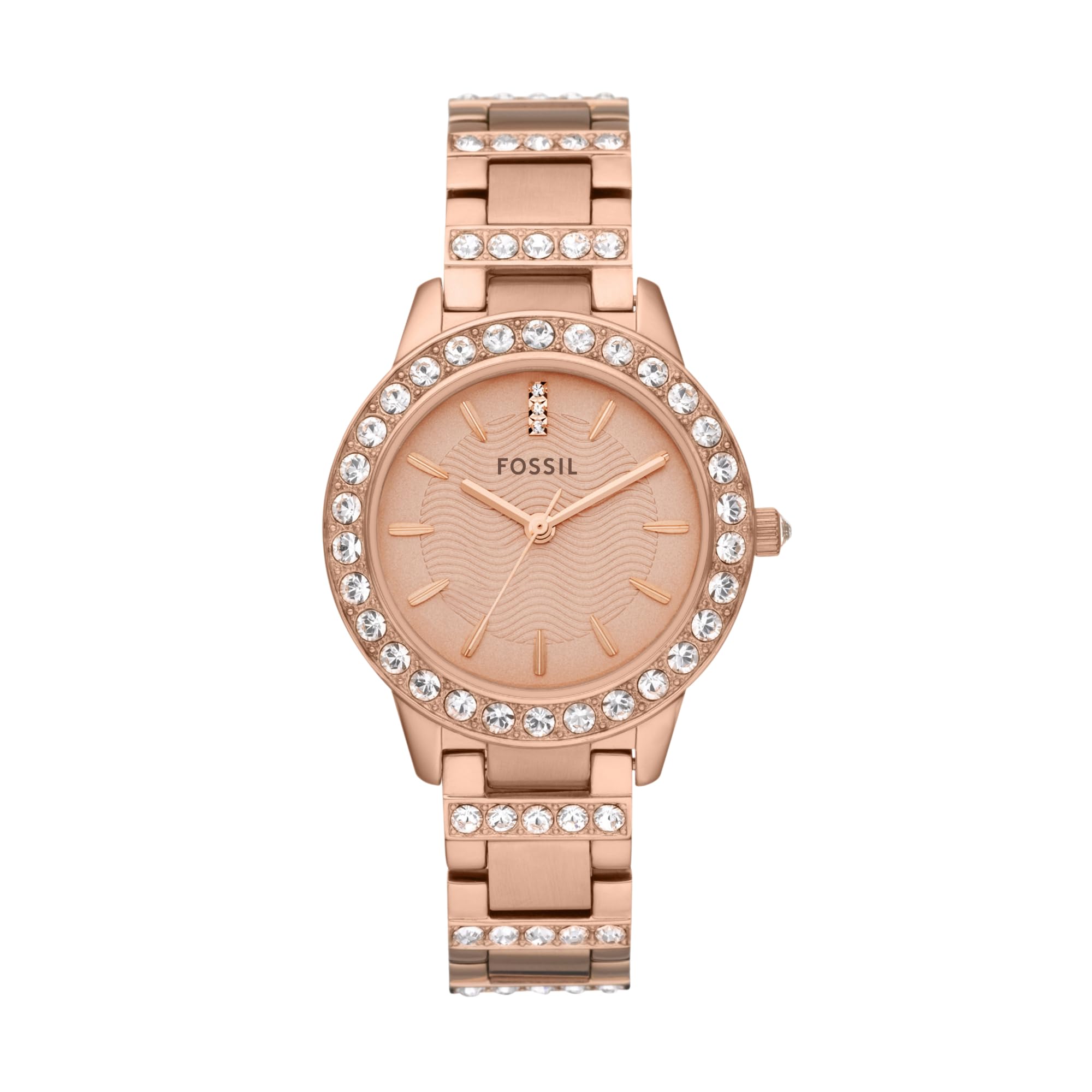 FossilJesse Women's Watch with Crystal Accents and Self-Adjustable Stainless Steel Bracelet Band