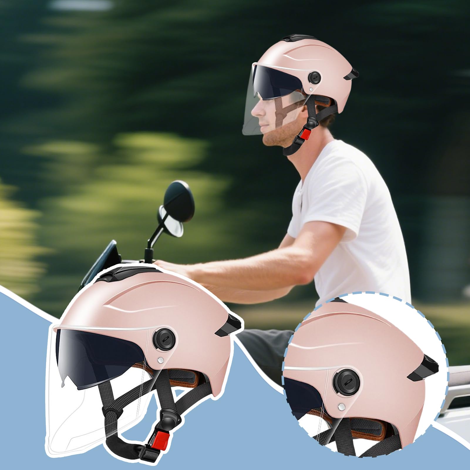 Casco per monopattino elettrico con parabrezza, caschi per adulti per uomo e donna, casco di sicurezza ad alta protezione per bicicletta elettrica, monopattino, skateboard, motociclette