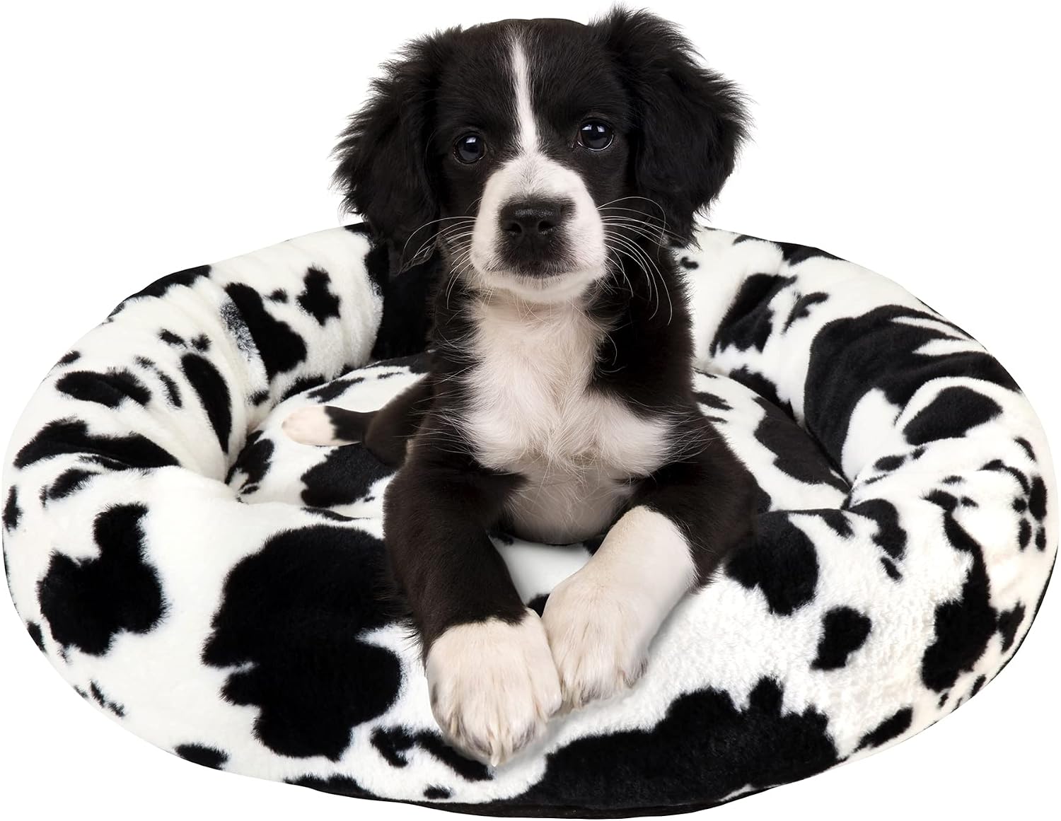 ALLOBUB Cow Calming Dog Bed, Donut Dog Bed for Small Medium & Large Dog, Soft Calming Bed for Dogs & Cats, Machine Washable, Comfy Soft…
