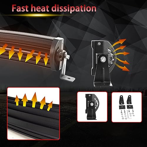 Miniatura 4 de RIGIDON Barra de luz curvada de 52 pulgadas y 300 W, doble fila de inundación, combo de 30000 lm, barra de luz LED impermeable para conducción,
