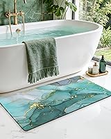 Vista 11 de DEXI Tapete de baño de 17 x 32 pulgadas, antideslizante, de secado rápido, súper absorbente, ultra delgado, tapete de baño de mármol, tapetes