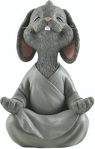 Miniatura 1 de Whimsical Happy Bunny - Figura coleccionable de Buda gris para meditación y yoga, colección de conejo feliz, regalos para amantes de conejos,