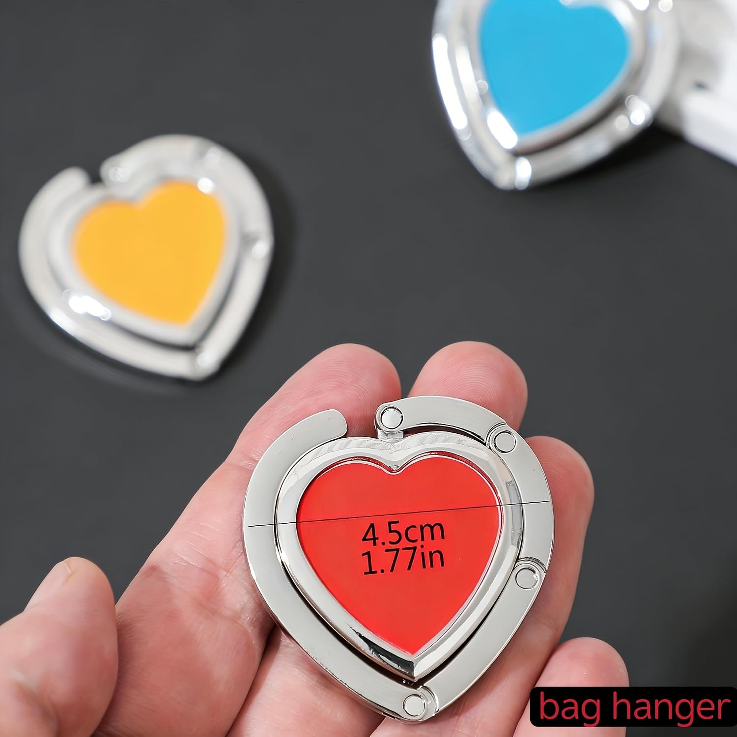 Red Foldable Heart-Shaped Bag Hanger,Portable Purse Hook for Table Edge,Restaurant&Office Use Utility-Hooks