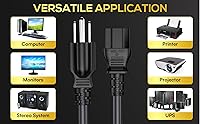Vista 9 de Cable Leader Cable de alimentación de computadora de 14 AWG de 10 pies, NEMA 5-15P a IEC C13, cable de alimentación de repuesto resistente de 3