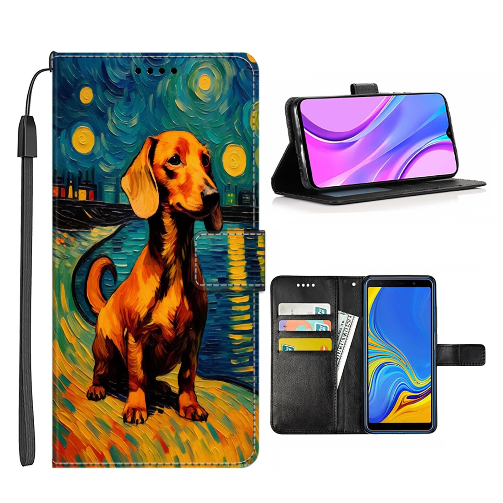 Wallet Case For Samsung Galaxy S9 With Dachshund Dog Aa135