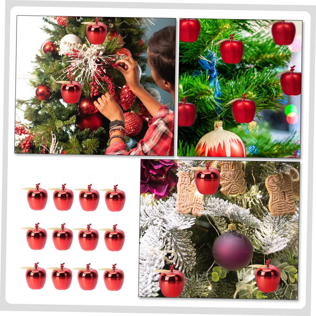 36 STK Weihnachtsapfel-anhänger Mini-weihnachtsschmuck Glitzernder Weihnachtsbaum Mini-bälle Baumkugeln Dekoration Weihnachtsdekoration Zum Aufhängen Festschmuck Plastik Drinnen