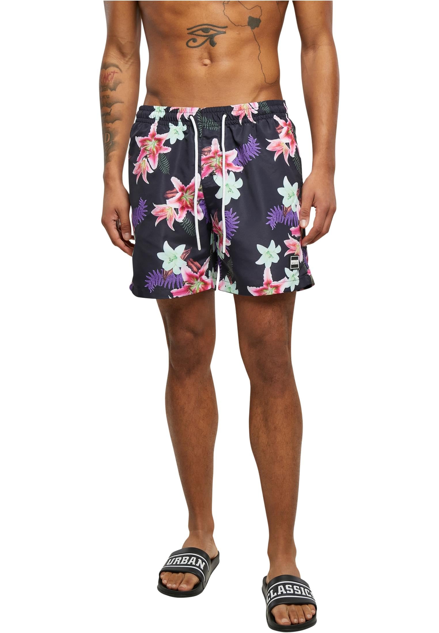 Urban Classics Men's Pattern Swim Shorts Swim Trunks, Dark Jungle AOP, XXL