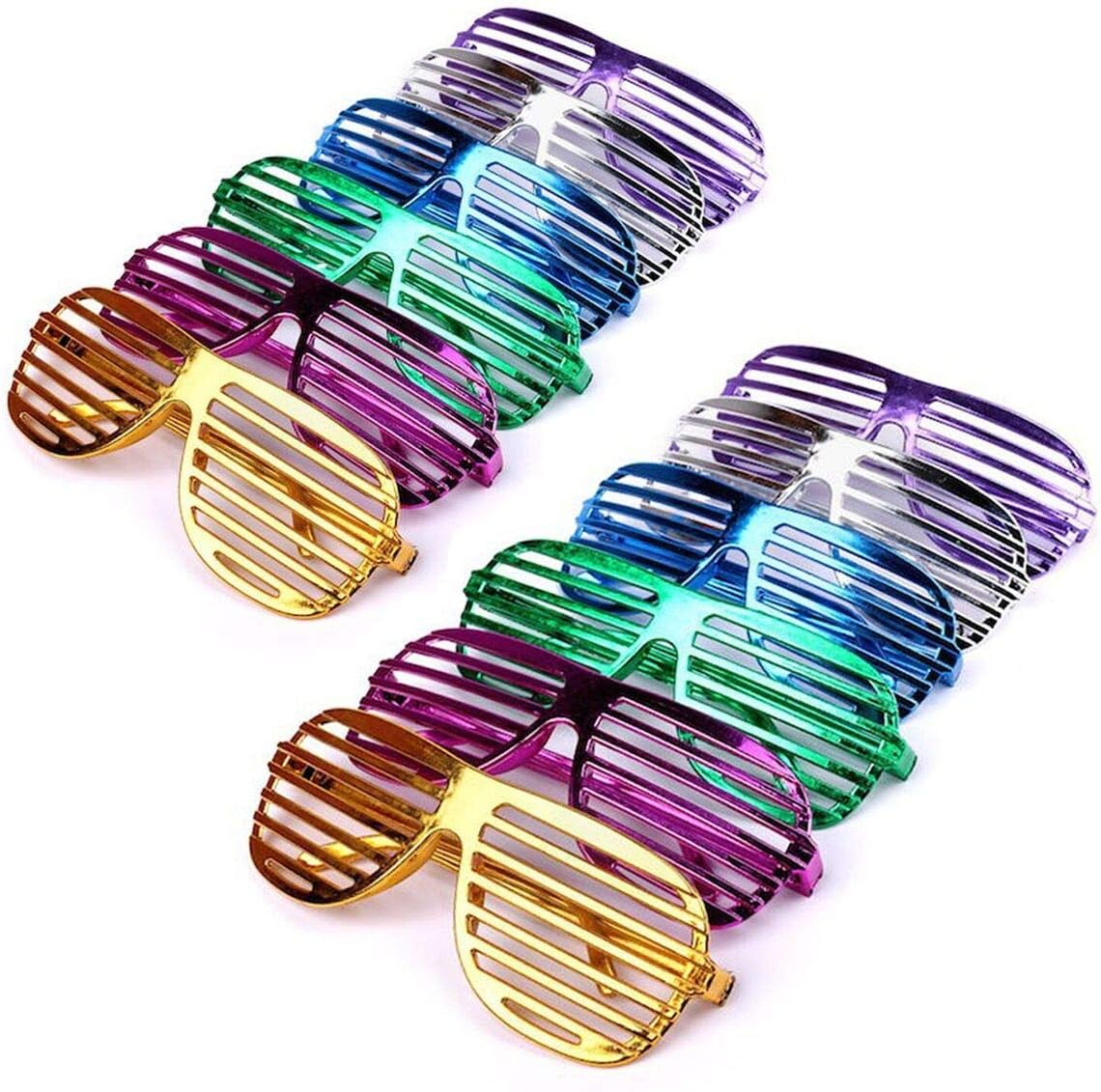 Schramm® 12 pcs. party glasses metallic 6 colours party glasses coloured grid glasses fun fun glasses Atzen
