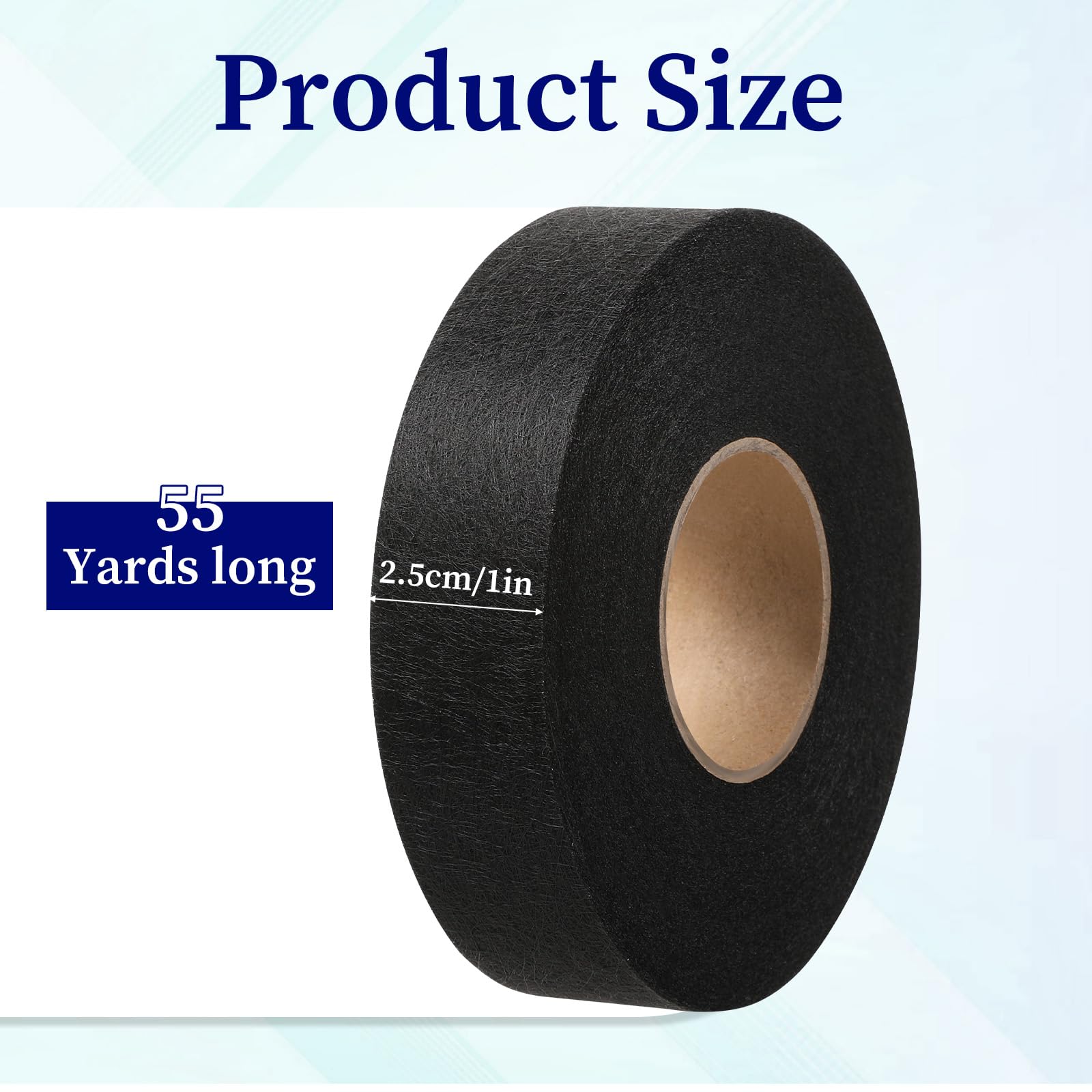 55 Yards 1 Inch Iron on Hemming Tape, 2 Rolls Adhesive No Sew Hem Tapes Versatile Hemming Tape Fabric Iron On Hem Tapes Light and Medium Weight Adhesive Web for Curtain, Pants, Clothes(Black, White)