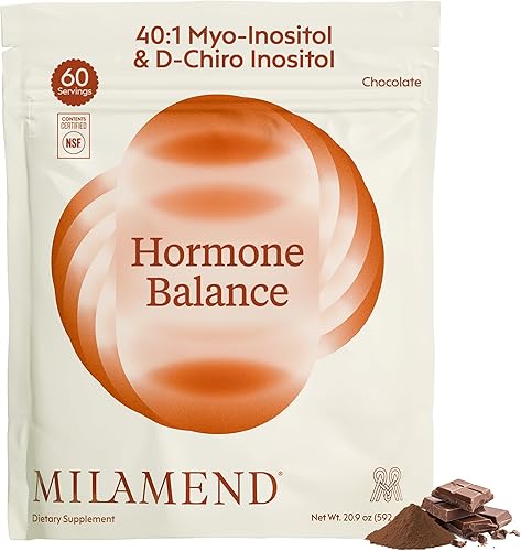 milamend Equilibrio Hormonal para Mujeres 40:1 Myo-Inositol D-Chiro Inositol Suplemento + CoQ10, ALA y Aminoácidos – Fertilidad, Apoyo Ovárico y del
