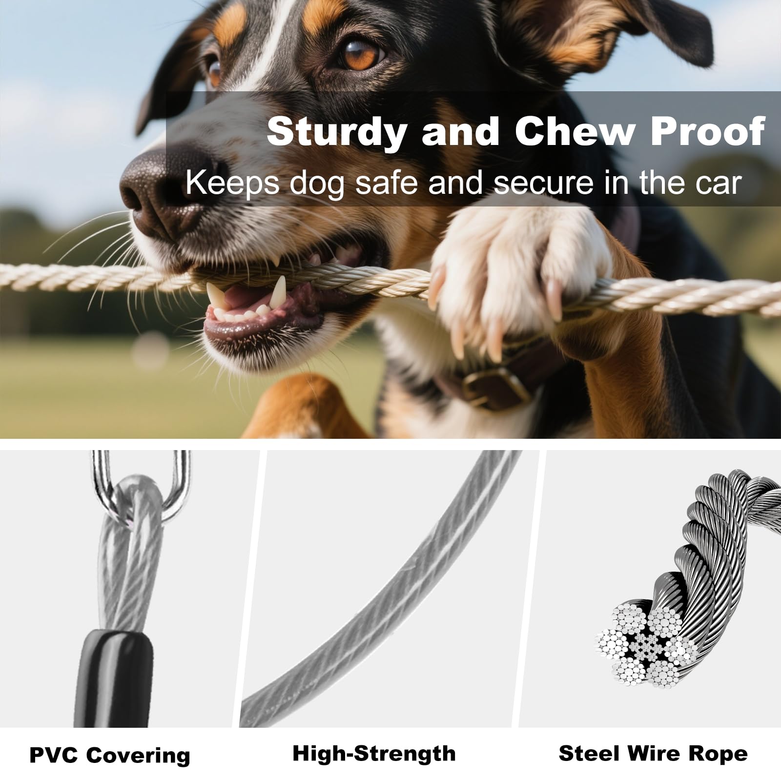 Dog Seat Belt for Car,Chew Proof Dog Car Seat Belt,2 in 1 Car Harness for Dogs Safety Seat Belt,Heavy Duty Pet Seat Belt for Medium Large Dogs Chewer