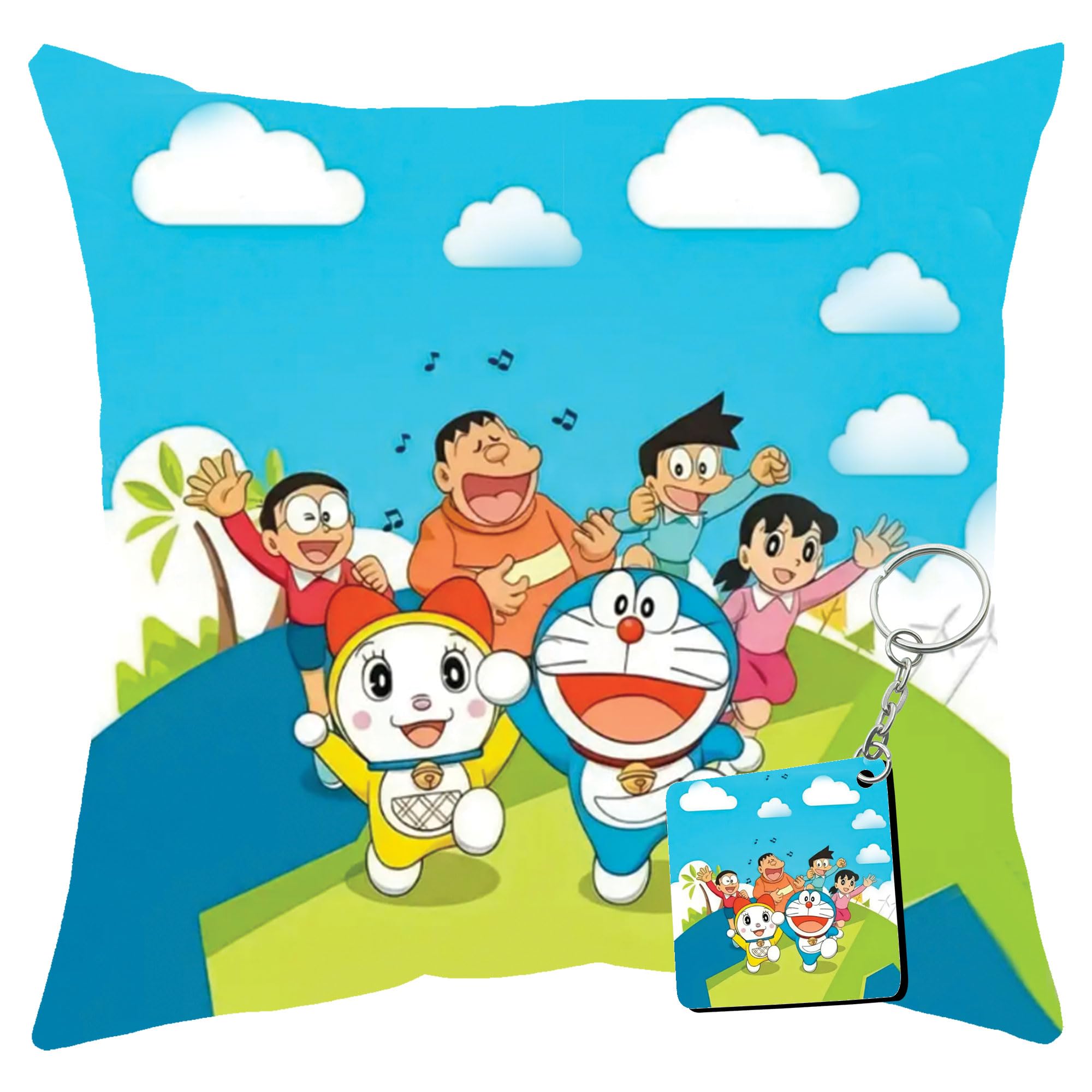 Doraemon Adventure Decorative Pillow and Pillow Cover with Keychain, Cartoon Design (D-M)-image-33
