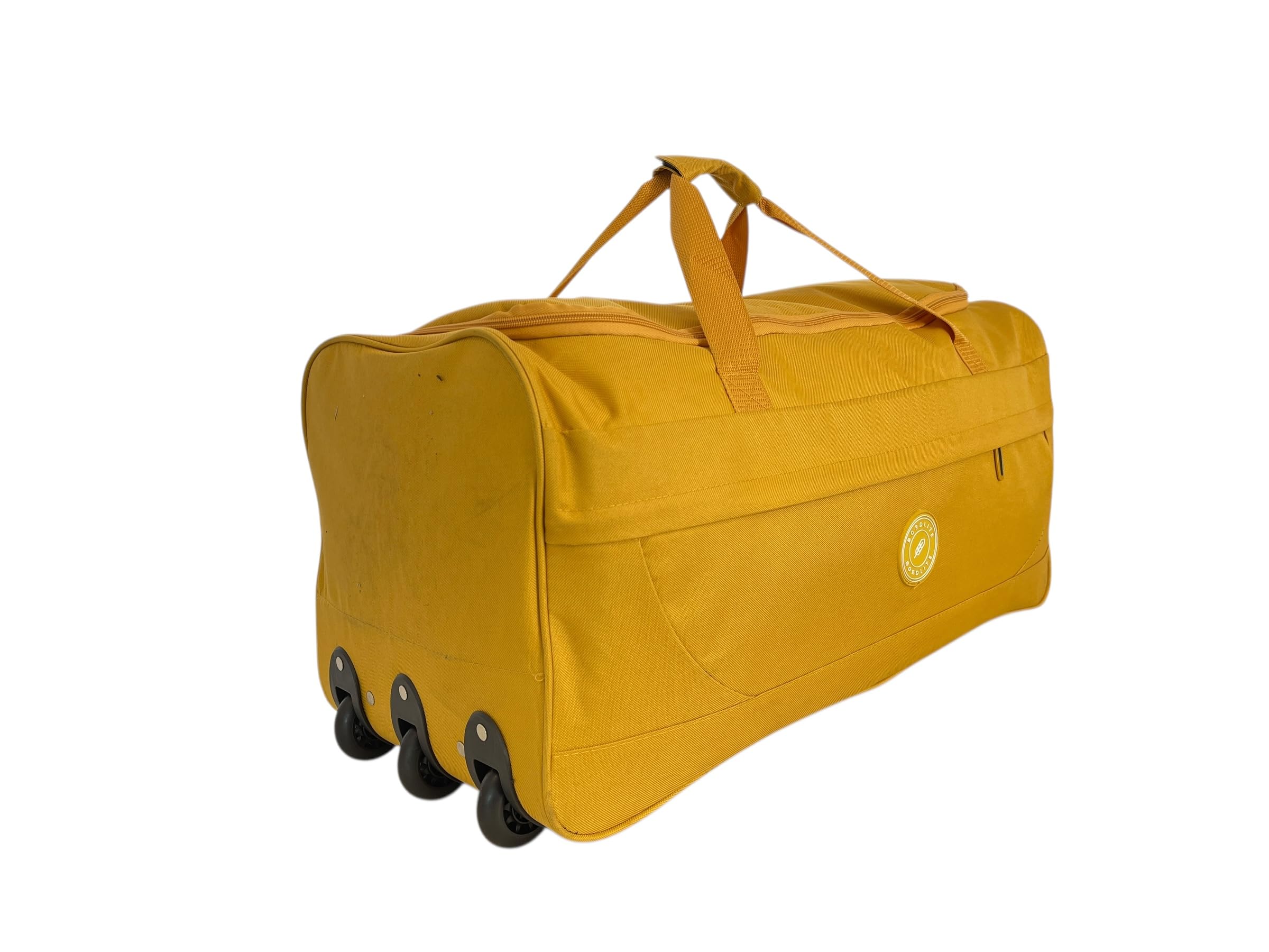 Grande borsa da viaggio con ruote, 96 litri, con ruote, spaziosa e di alta qualità, resistente, ideale come regalo per donne e uomini, Senape, 27", Valigia Trolley Holdall Case Bag