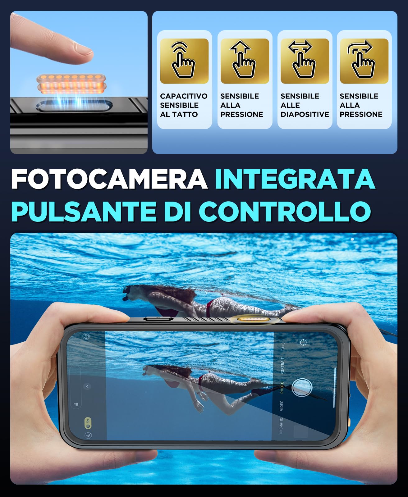 Beeasy Cover per iPhone 16 Pro Max Impermeabile - 360° Militare Antiurto Antipolvere Indistruttibile Resistente, con Protezione Schermo e Fotocamera, IP68 Waterproof Custodia, per Outdoor Subacquea