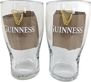 Tulip Pint Glass - Gold Sparkle Harp U.S Pub Edition - 16 Ounces - Set of 2