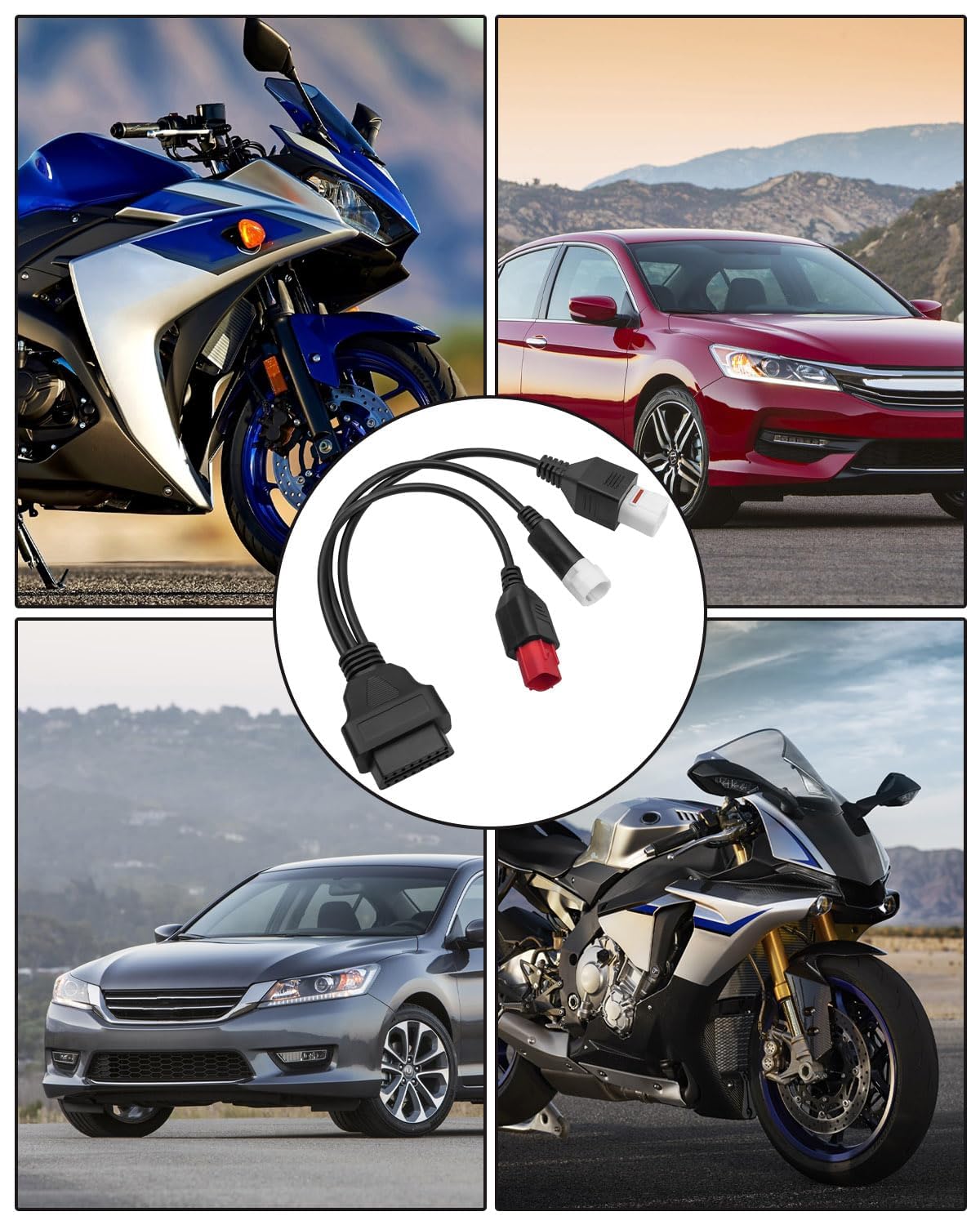 Kabel diagnostyczny OBD2 pasuje do motocykla Yamaha Kline Euro5 16-pinowy na 3-pinowy 4-pinowy 6-pinowy OBD2 3 w 1 adapter diagnostyczny