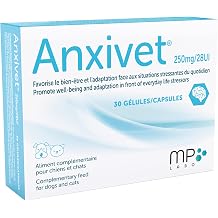 MP Labo Anxivet - Promotes Well-being and Adaptation to Stressful Daily Situations for Dogs and Cats 250 mg 28 IU 30 Capsules