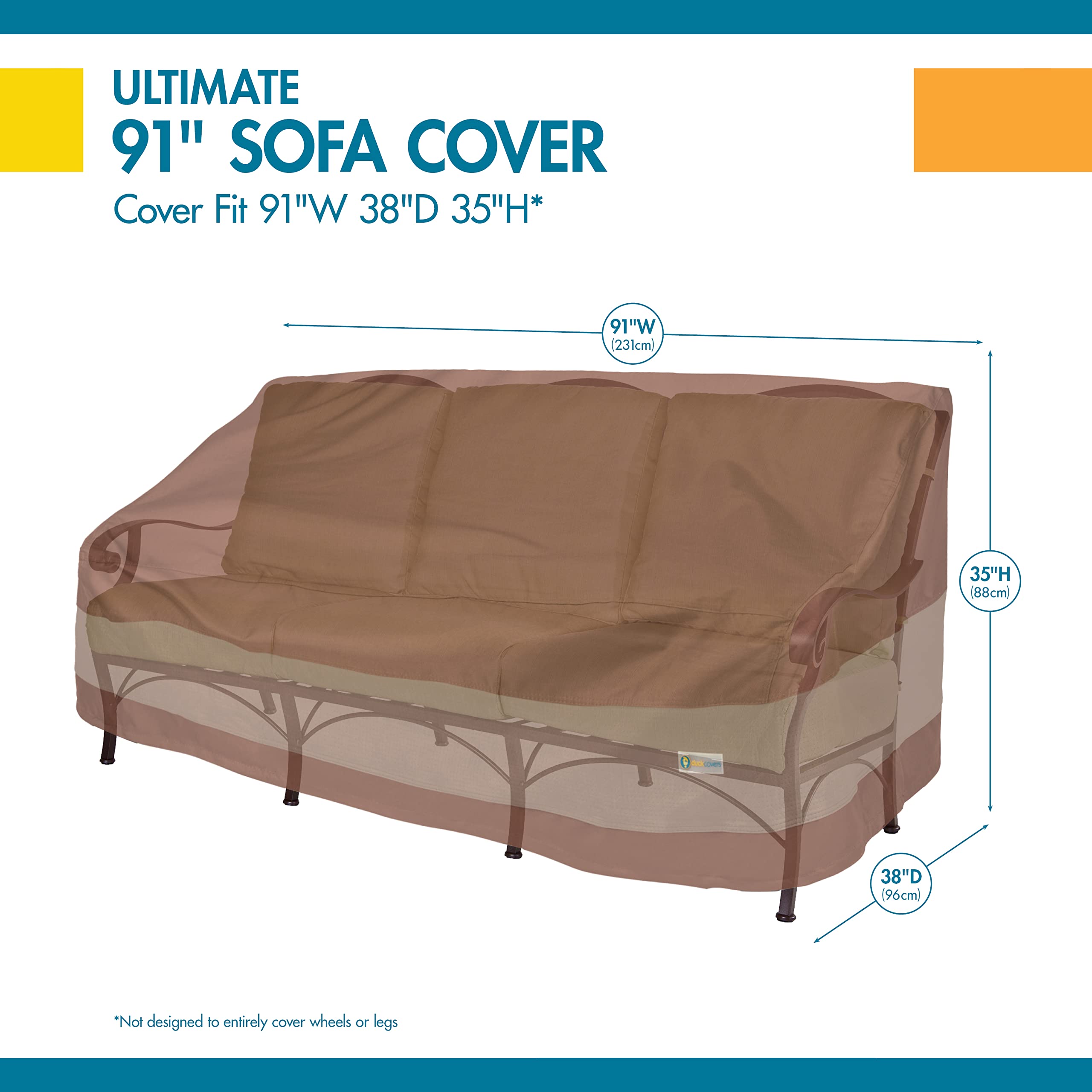 couvertures de canard ultime terrasse Housse de canapé 93W x 40D x 35H US Mocha Cappuccino