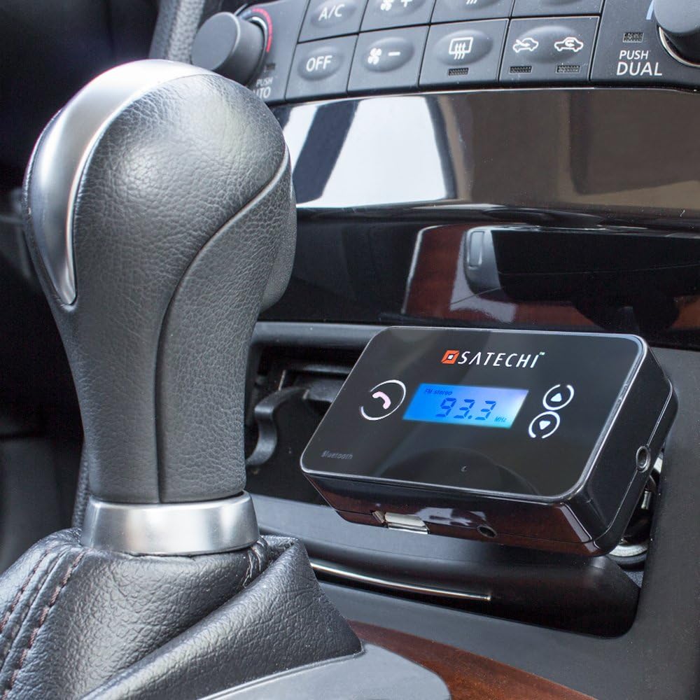 Satechi Bluetooth Hands-free Car Stereo Fm Transmitter for iPhone 6, 5S, 5C, 5, 4S, 4, 3GS, 3G, Samsung Galaxy S4, S3, S2, Note 2, Nexus S, HTC One X, S, Motorola Droid Razr HD, Maxx, Nokia Lumia 920, LG Optimus G and Bluetooth Stereo A2DP supported Devices