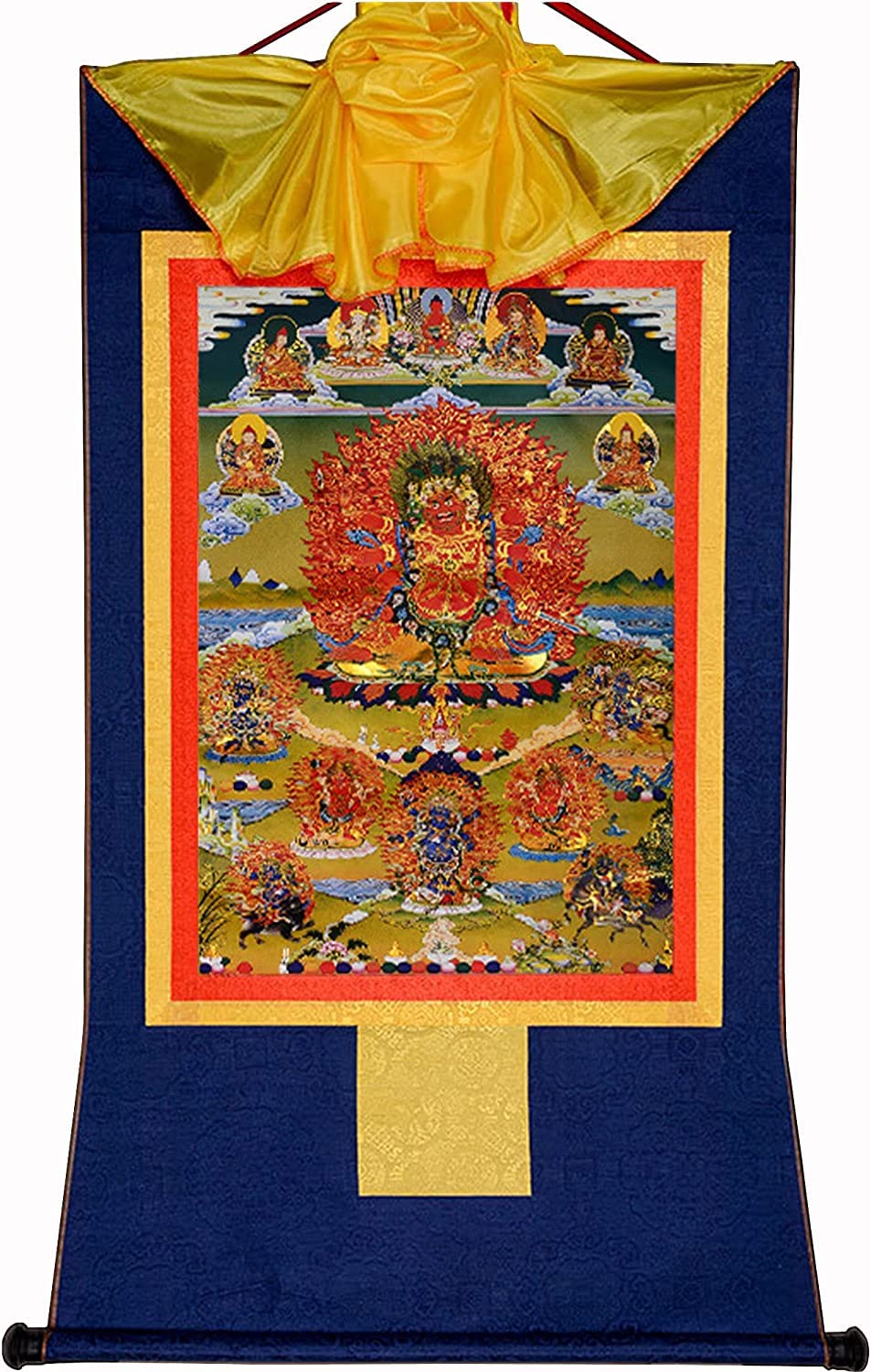 VHKJewE Hayagriva, Buddhist Thangka Brocade(Blu,Small(35cm*27cm))