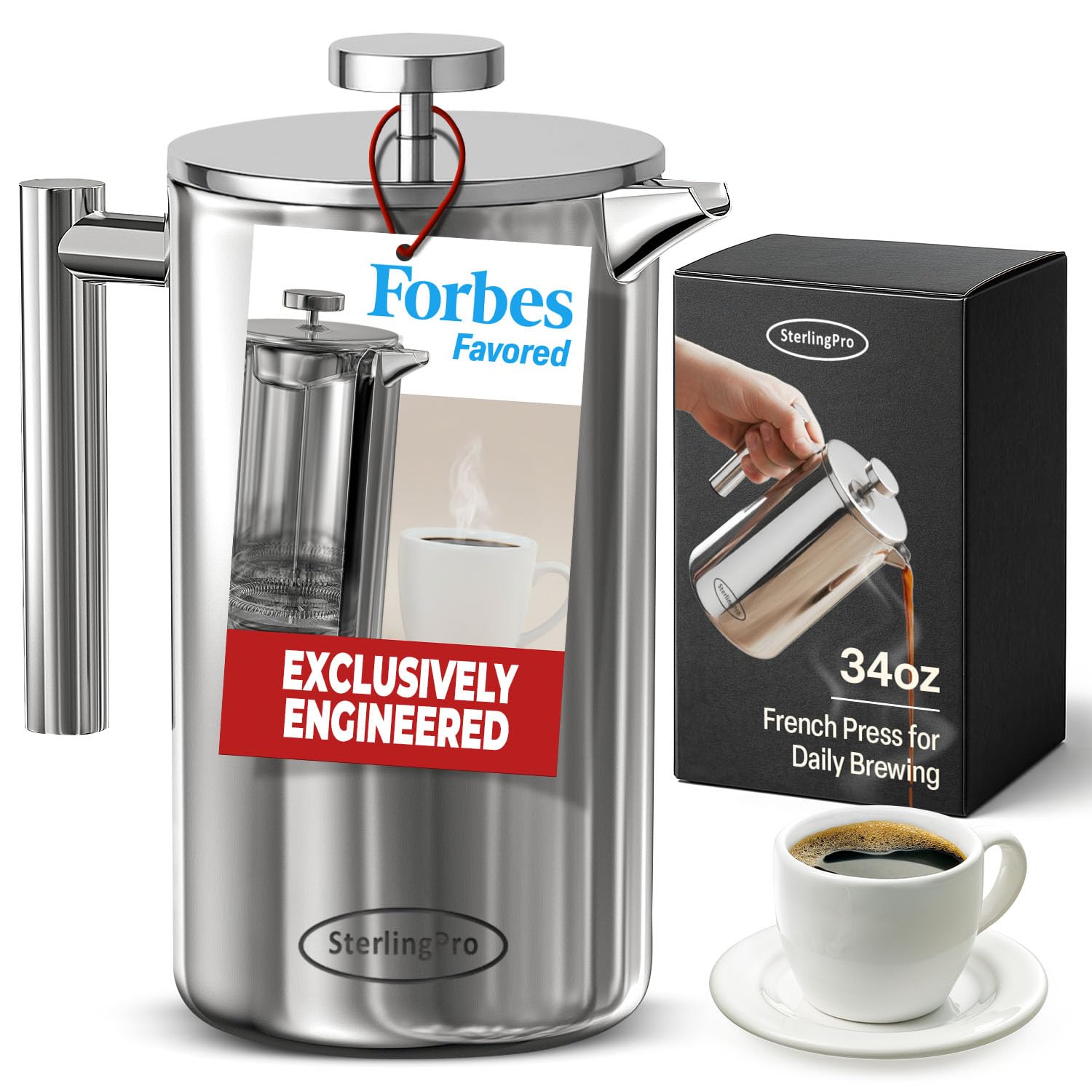 SterlingPro Stainless Steel French Press Coffee Maker