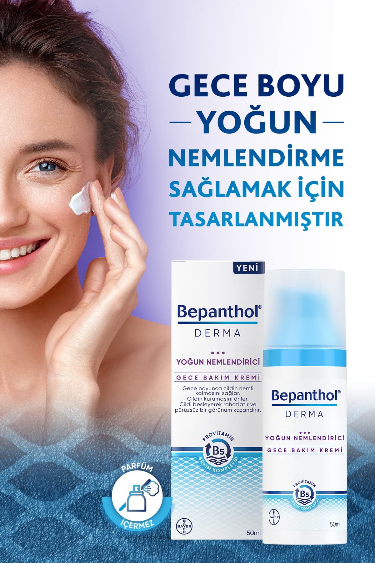Bepanthol Derma Yoğun Nemlendirici Gece Bakım Kremi (50 ml)
