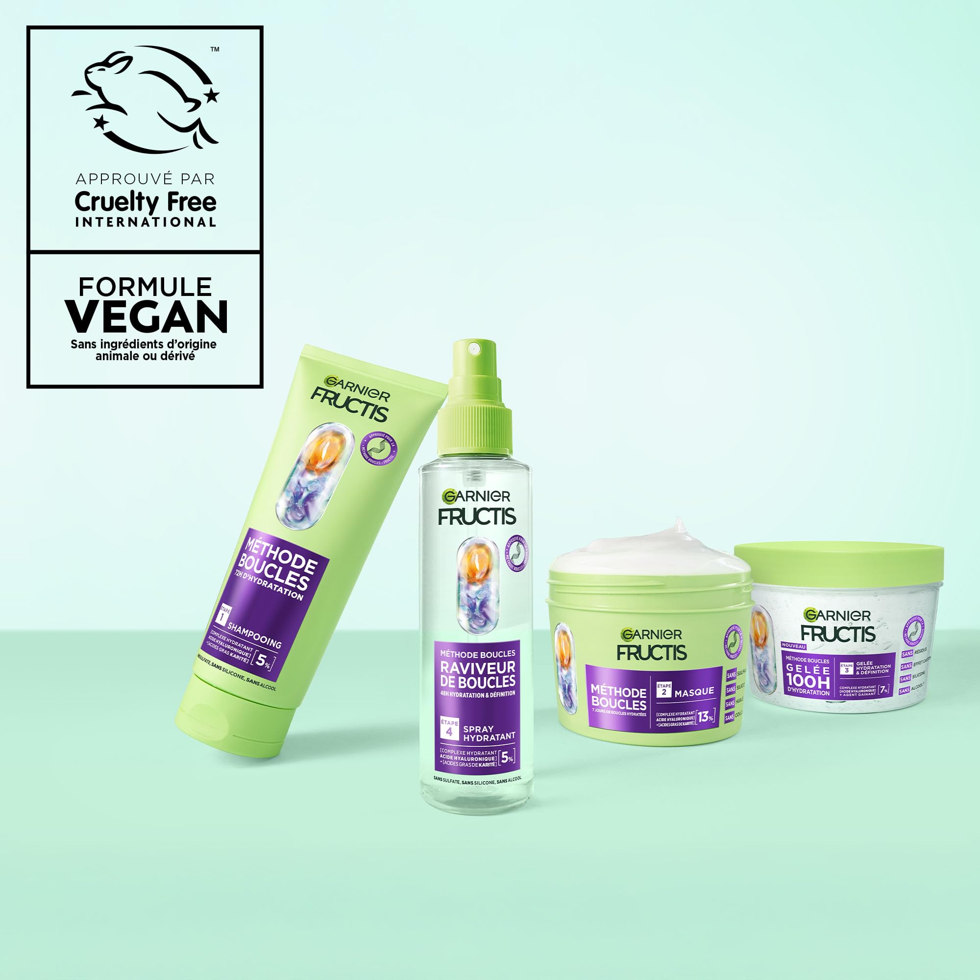 Garnier Fructis Metodo Riccioli Routine Shampoo, Maschera, Spray Idratante con Acido Ialuronico e Burro di Karité