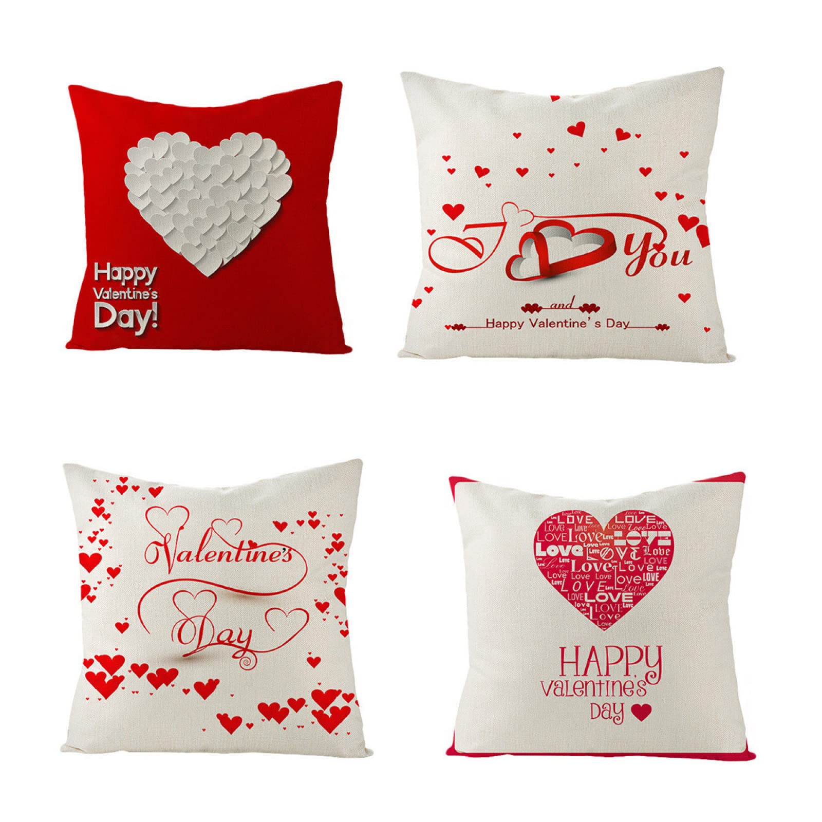 Taie d'oreiller 50x50cm en lin lot de 4 housses de coussin chic pour canapé rouge