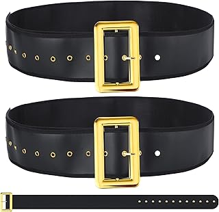 3 Pcs Santa Claus Belt for Men Santa Claus Costume Belt Black and Gold Santa Claus Men's Christmas Belt Costume Accessories