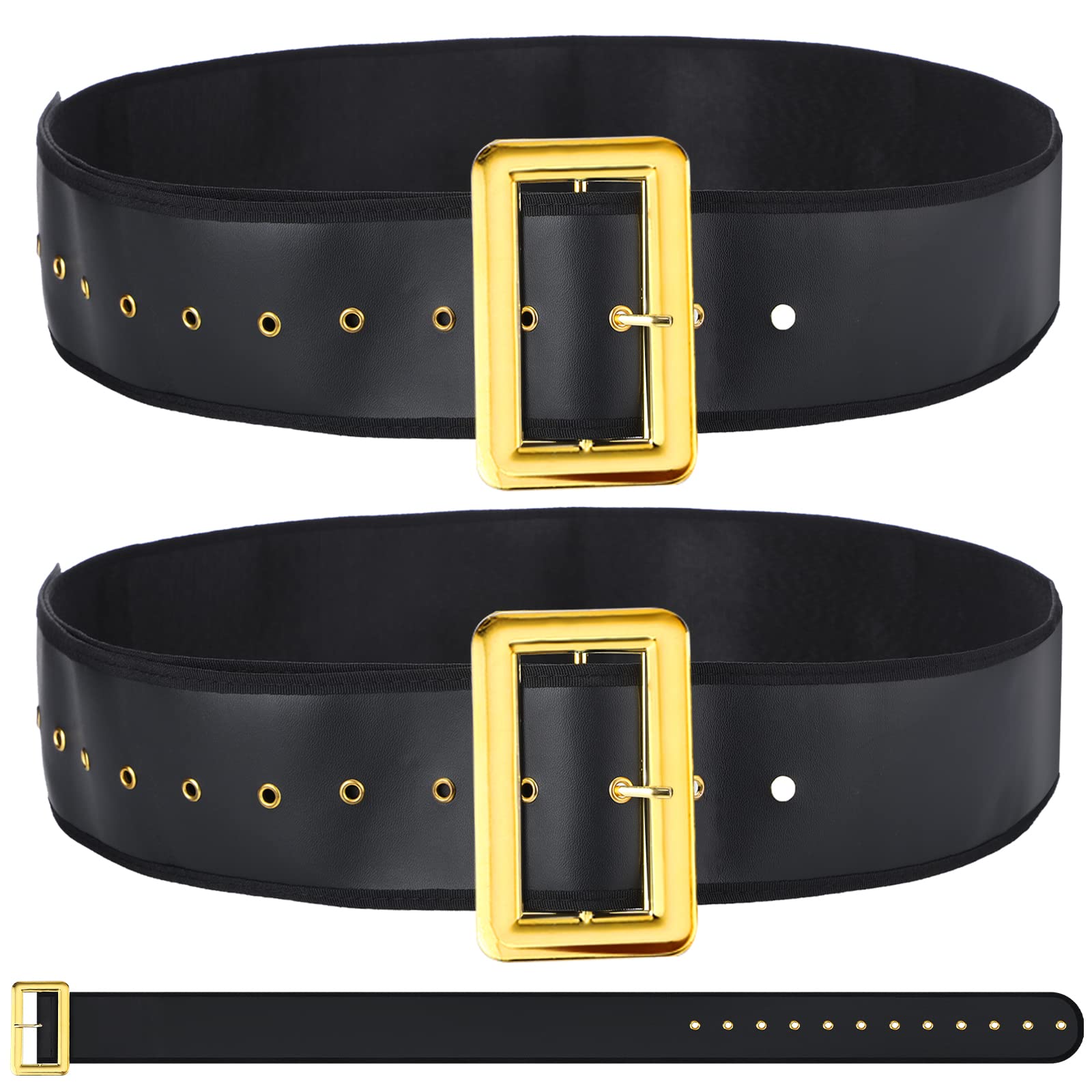 Janmercy3 Pcs Santa Claus Belt for Men Pirate Belt Black and Gold Santa Claus Costume Men's Christmas Cosplay Supplies Accessories