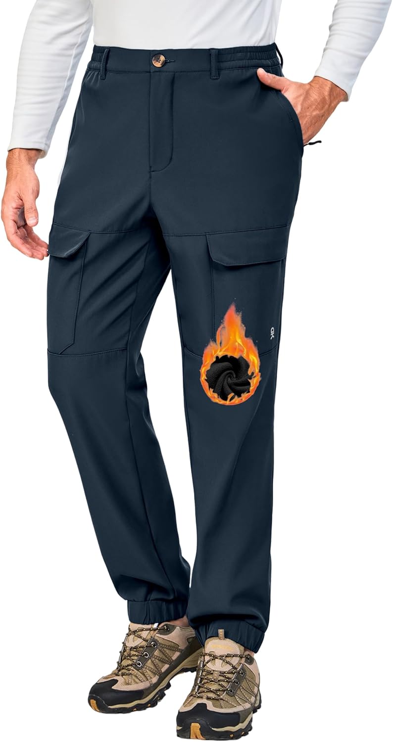 Little Donkey Andy Winter Warm Fleece Lined Pants for Men Water Resistance Outdoor Cargo Snow Ski Hiking