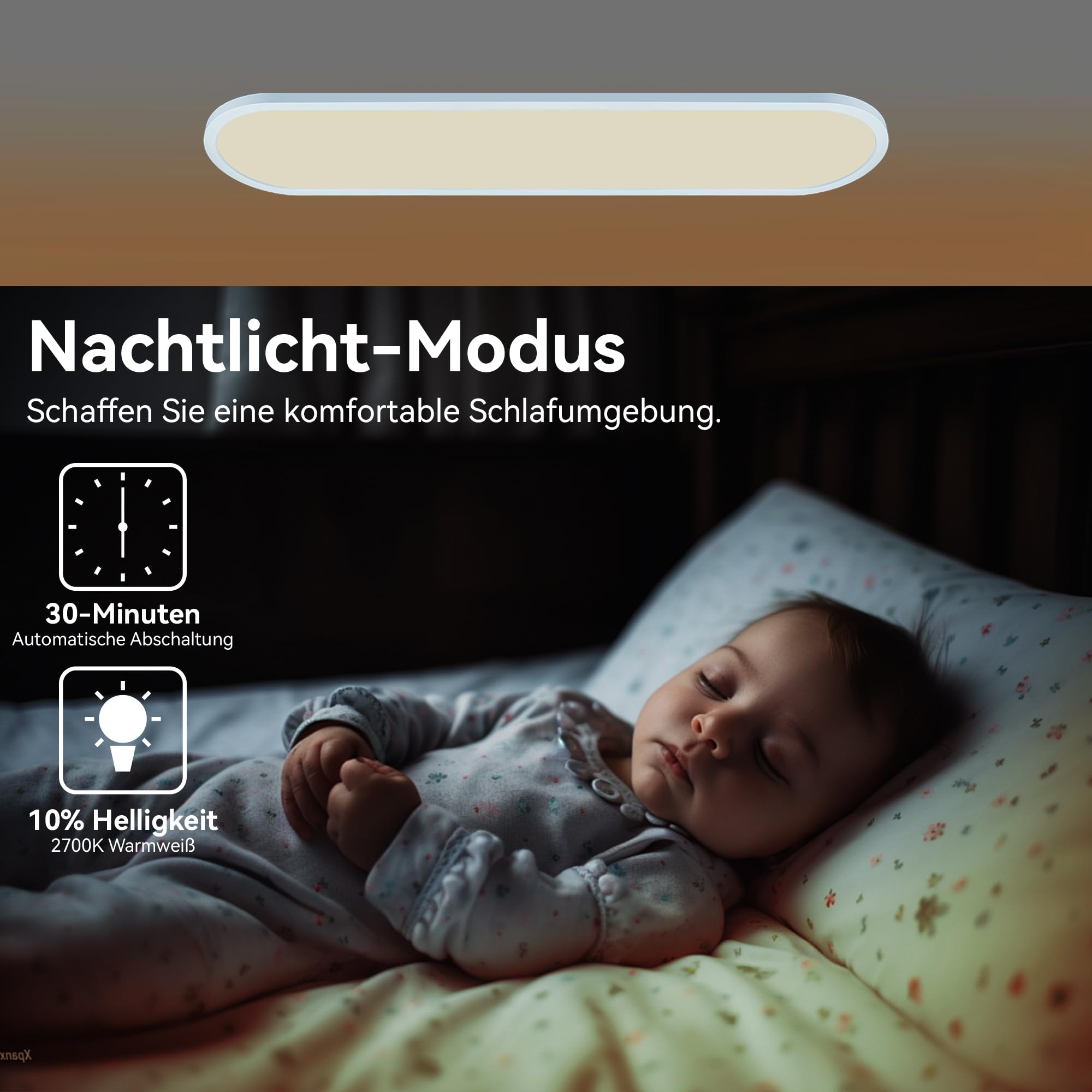 ONDTA LED Deckenleuchte Flach 32W, 80x20 CM 2700K-6500K 4350LM Oval