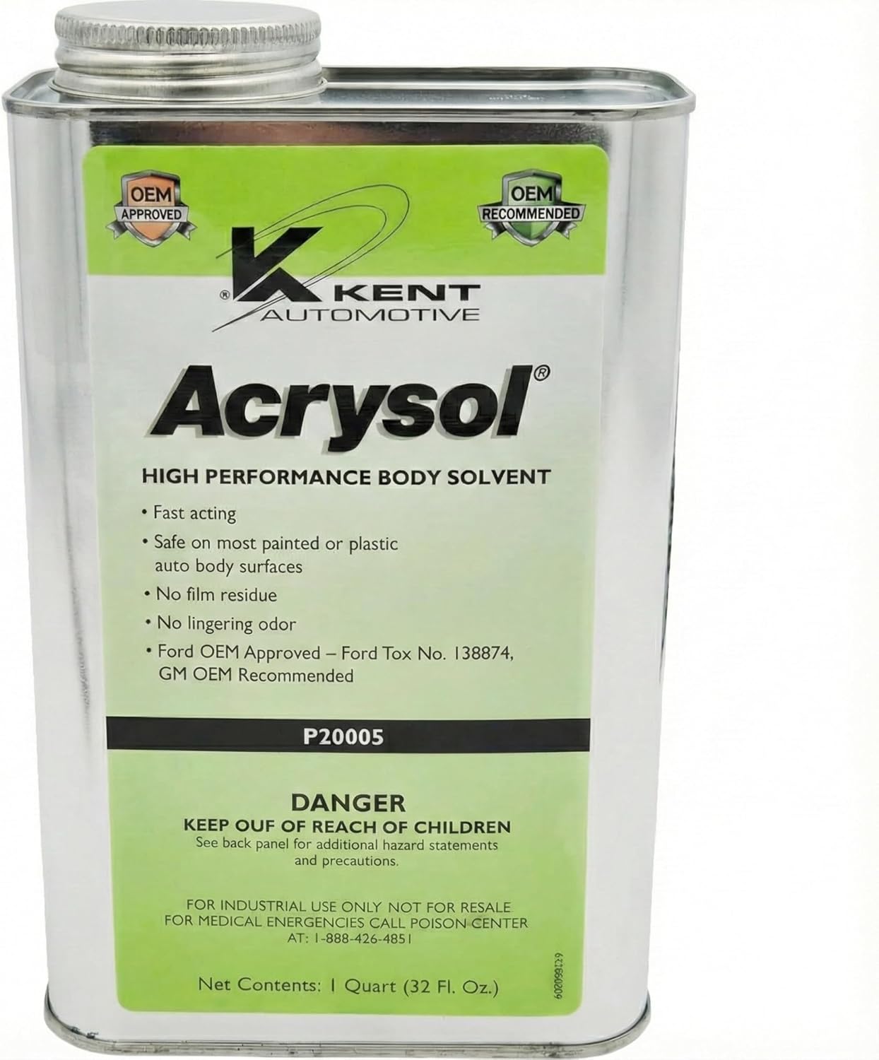 Kent ACRYSOL Body Solvent, Professional-Grade Surface Cleaner for Automotive Paint Prep – Fast-Acting Wax, Grease & Adhesive Remover, 1 Qt