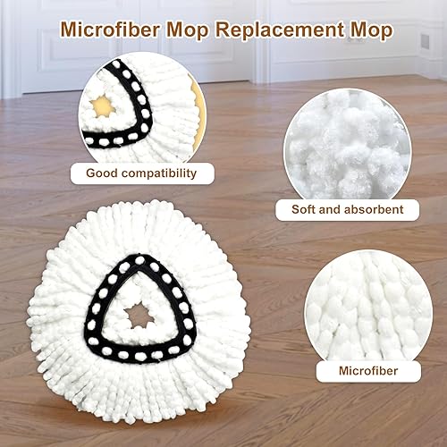 Miniatura 5 de Paquete de 6 cabezales de repuesto para Ocedar EasyWring 1 sistema de trapeador giratorio de tanque, incluye 2 trapeadores giratorios de microfibra