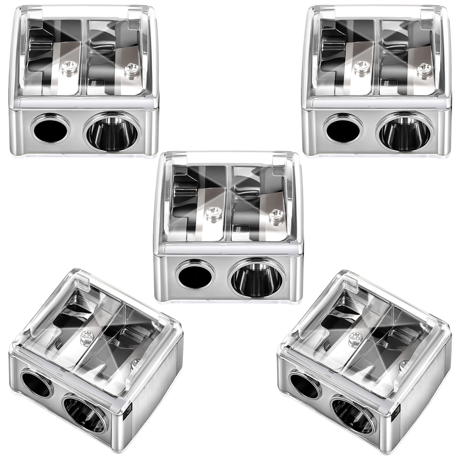 Chuangdi 5 Pcs Makeup Pencil Sharpener for Lip Liner,Silver,Classic