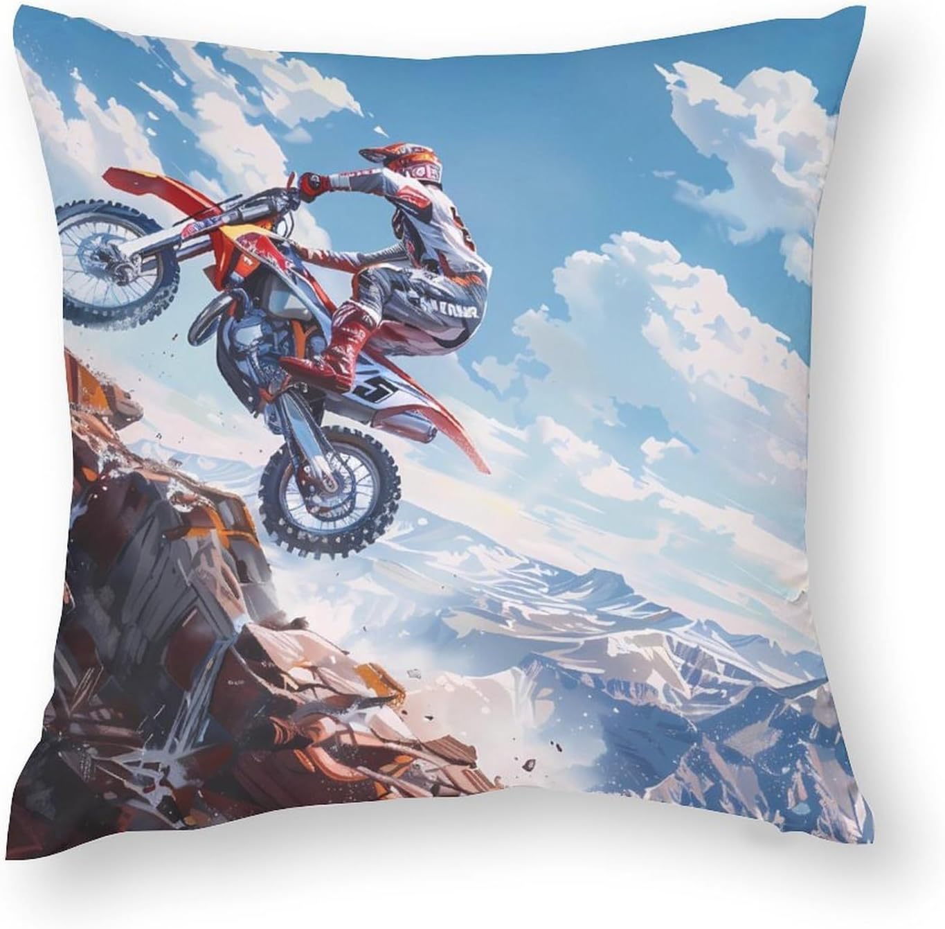 Dirt Bike Motorcycle Printed Throw Pillow Case 4 Pcs Soft Pillowcases Pillows Covers Sofa Bed Decor 12/14/16/17/18/20/22/24/32 Inches