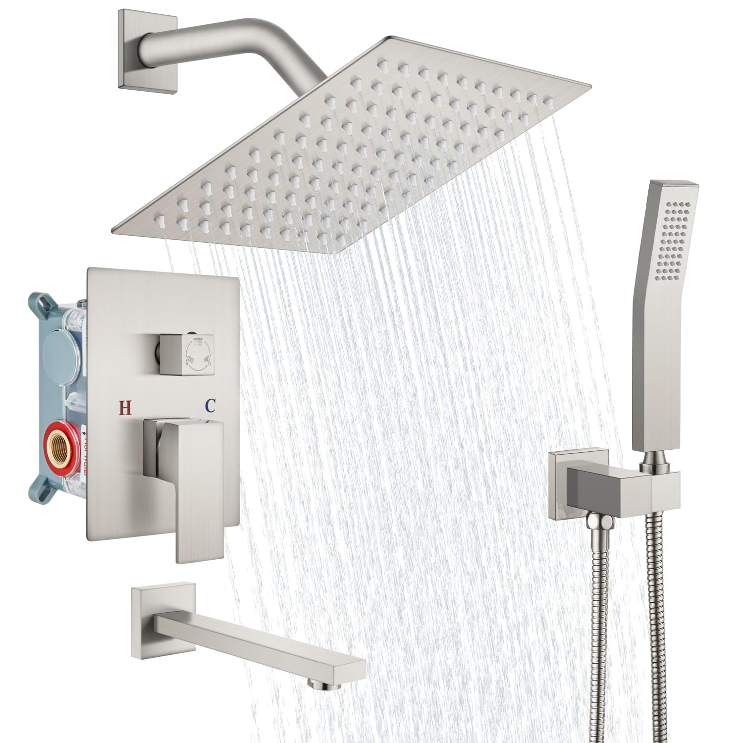 Ensemble de robinet de douche contre le manque de pression avec pommeau 8 pouces
