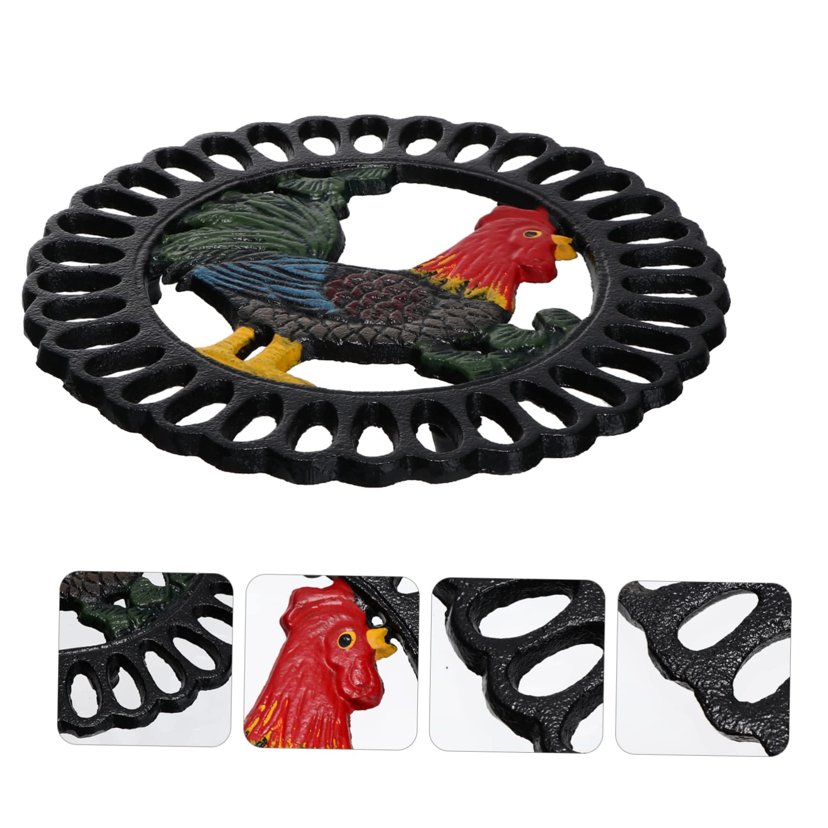 Sottopentola a Forma di Gallina in Ferro Decorativo, 1 Pezzo