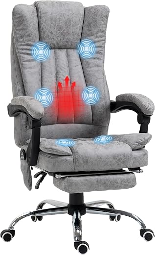 Vinsetto 6 Point Vibration Massage Office Chair, High Back Computer Chair with Heat, Adjustable Height, Reclining Backrest...
