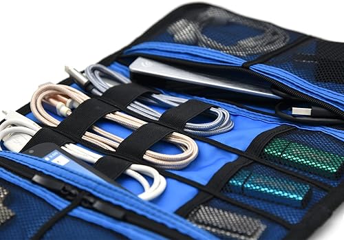 Miniatura 3 de Patu Estuche organizador de accesorios electrónicos enrollables, portátil, universal, baterías externas, discos duros, cables, bolsa de kit de