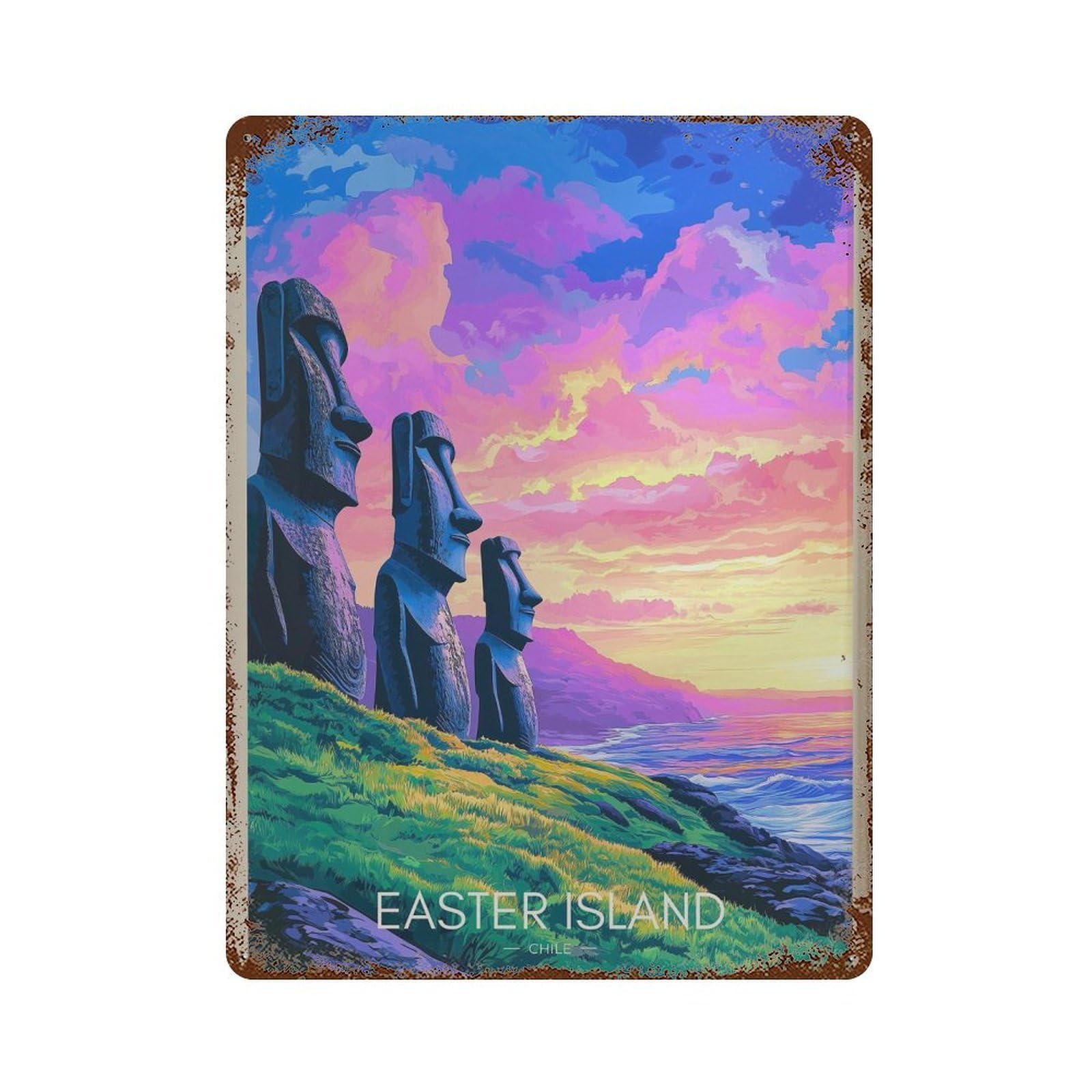 xiaoxiaoshen Easter Island Travel Rapa Nui Wall Decor Art Metal Tin Poster Modern Home Decor Art Home Bar Shop Decorations Vintage Sign 40x30cm