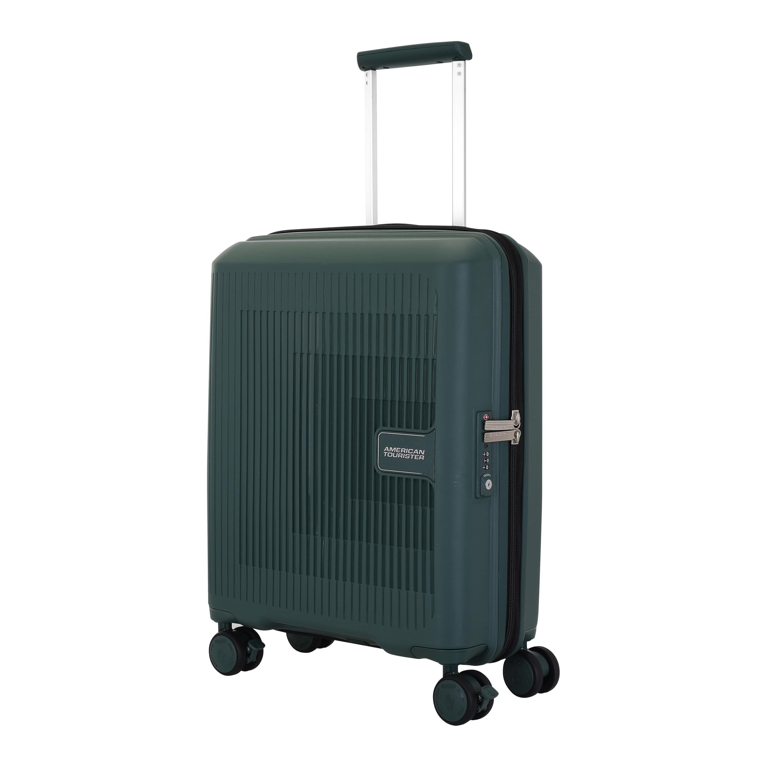 american tourister Aerostep SL 55 CM 8 Wheel, Expander & Recessed TSA Lock Cabin Trolley Bag for Travel | Small PP Suitcase with Double Zipper, Flexi Packing Straps for Men & Women - Dark Forest-picture-34