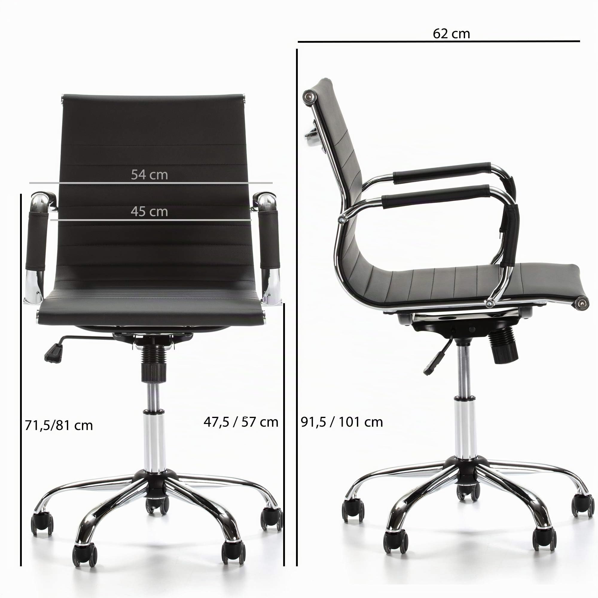 VS Venta-stock Sillón de Oficina Croma reclinable Negro, Piel sintética, Silla ejecutiva con reposabrazos y conjín engrosados, Altura Ajustable, Diseño ergonómico