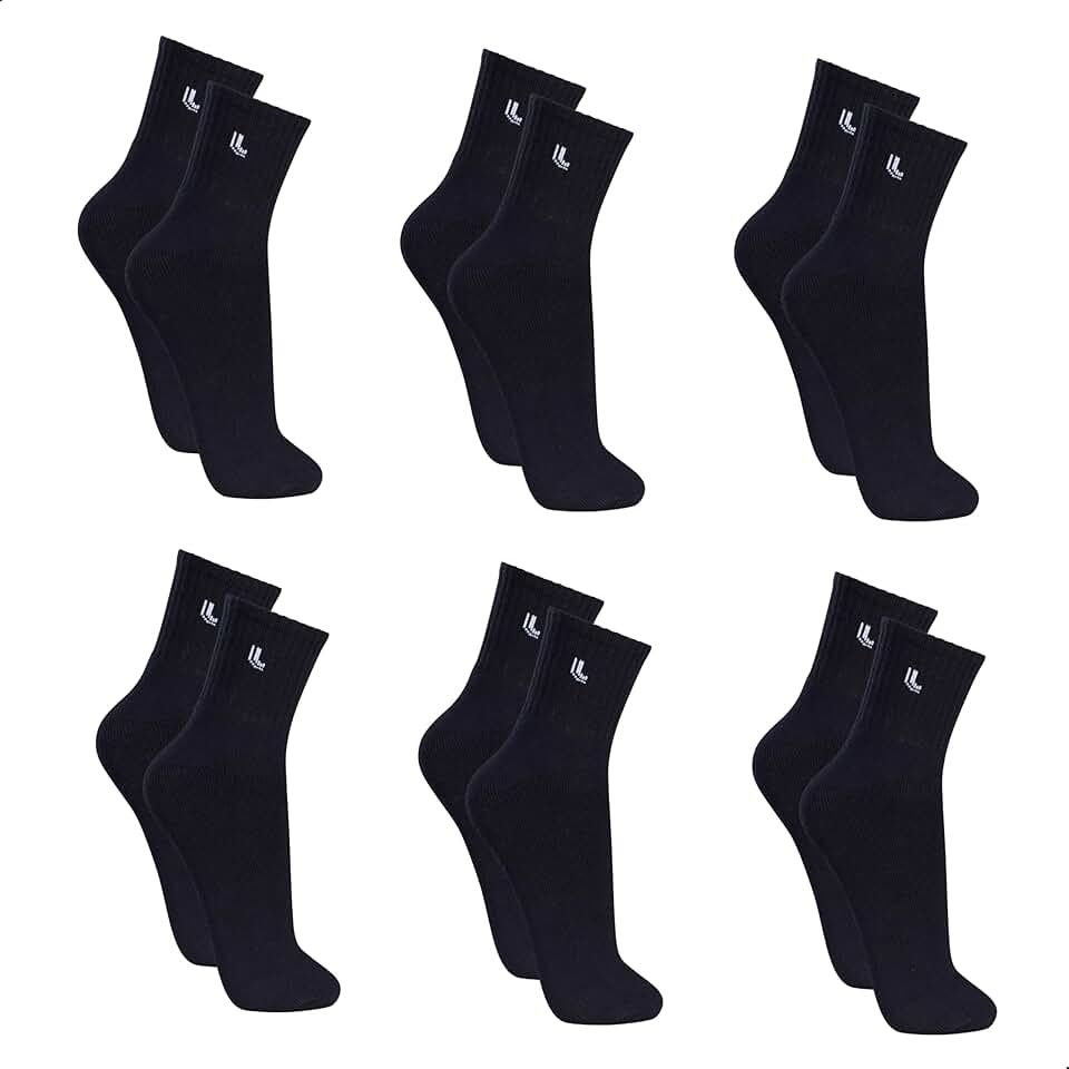 Kit 6 Pares de Meia Lupo Cano Médio Forro Atoalhado Punho Canelado Algodão Sport Original, 6 Preta, 37-40