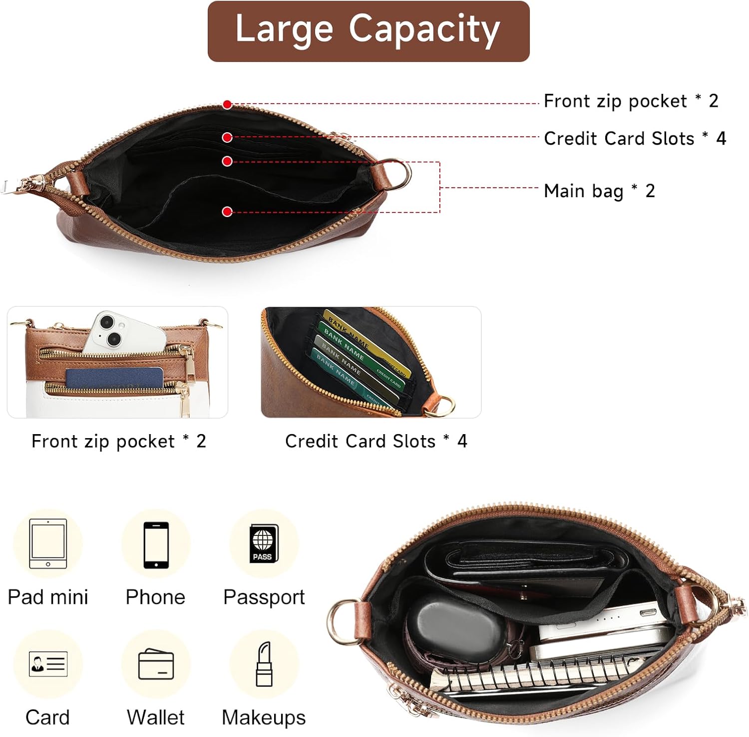 SENDEFN Crossbody Bags for Women Tote Bag and Handbags Fashion Shoulder Purse with Adjustable Guitar Strap - Image 4