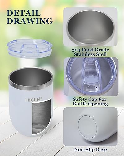 Miniatura 4 de Vasos de Vino de Acero Inoxidable con Tapa DOS de 12oz y Botella de Vino Aislada UNA de 25oz y Juego de Regalo con caja bien empaquetada. Mantiene