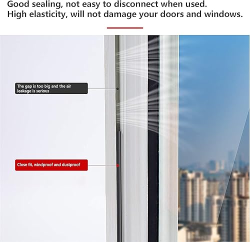 Miniatura 4 de Tira de sellado para puertasventanas, sellos de respaldo autoadhesivos con gran espacio, fácil de cortar a tamaño 1 (negro, 18 pies)