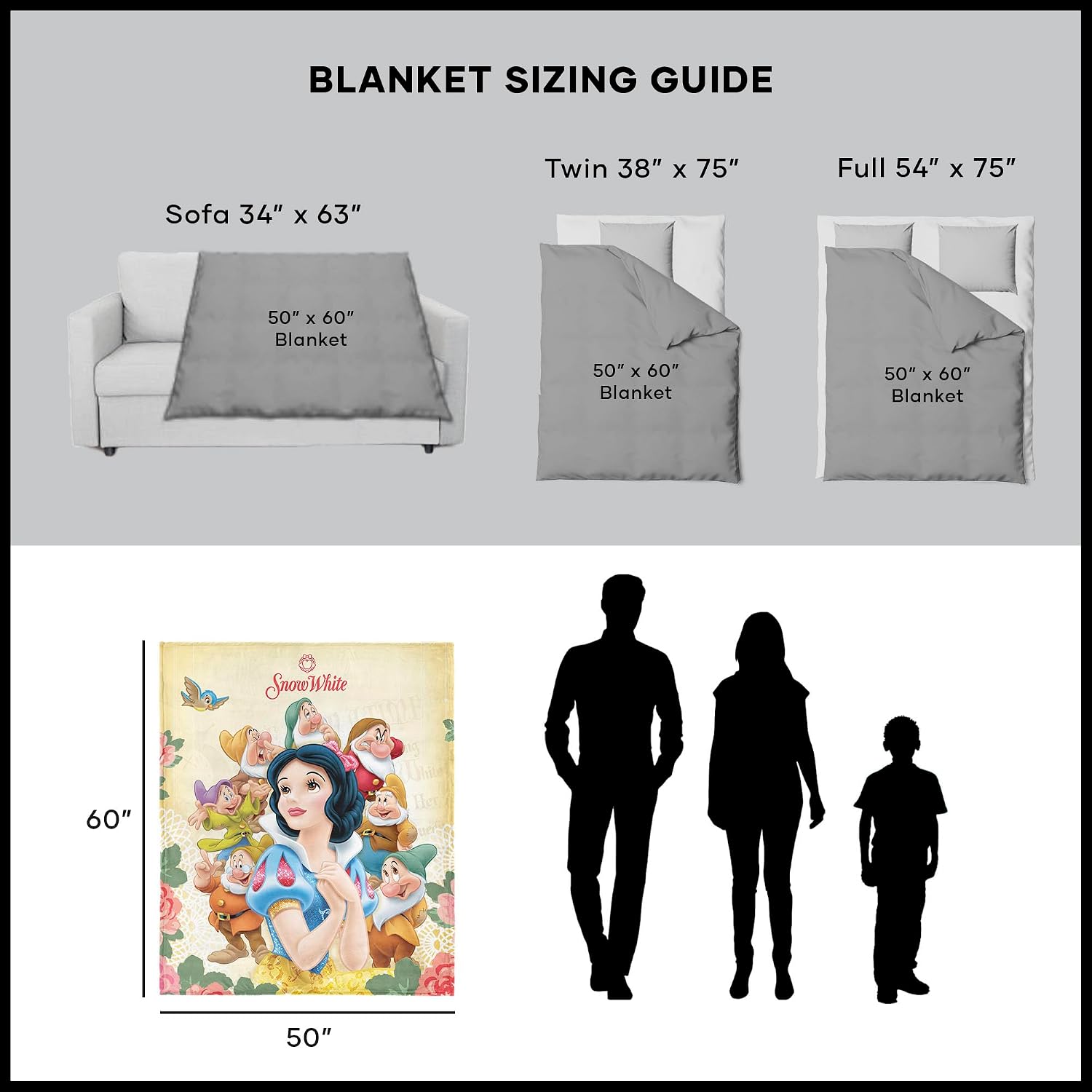 Disney Snow White Snow Poster – 50x60 Soft Fleece Blanket