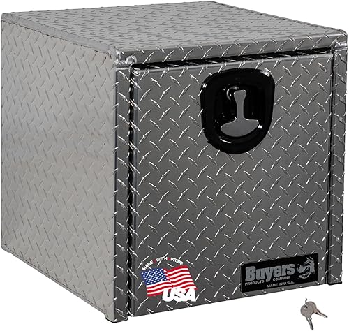 Vista 91 de Buyers Products 1705102 - Caja de herramientas para debajo del cuerpo de camión de aluminio de rosca diamantada, 18 x 18 x 14 pulgadas, fabricada